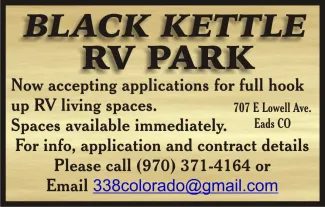 Advertisement for RV Park living spaces.