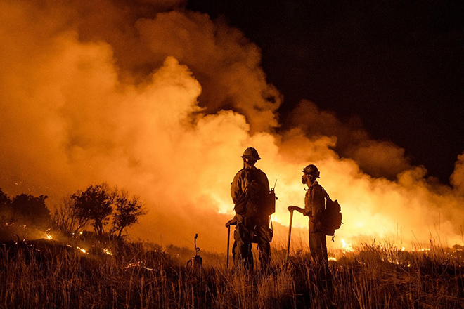 PICT Night fire fighting activity at the Pine Gulch Fire