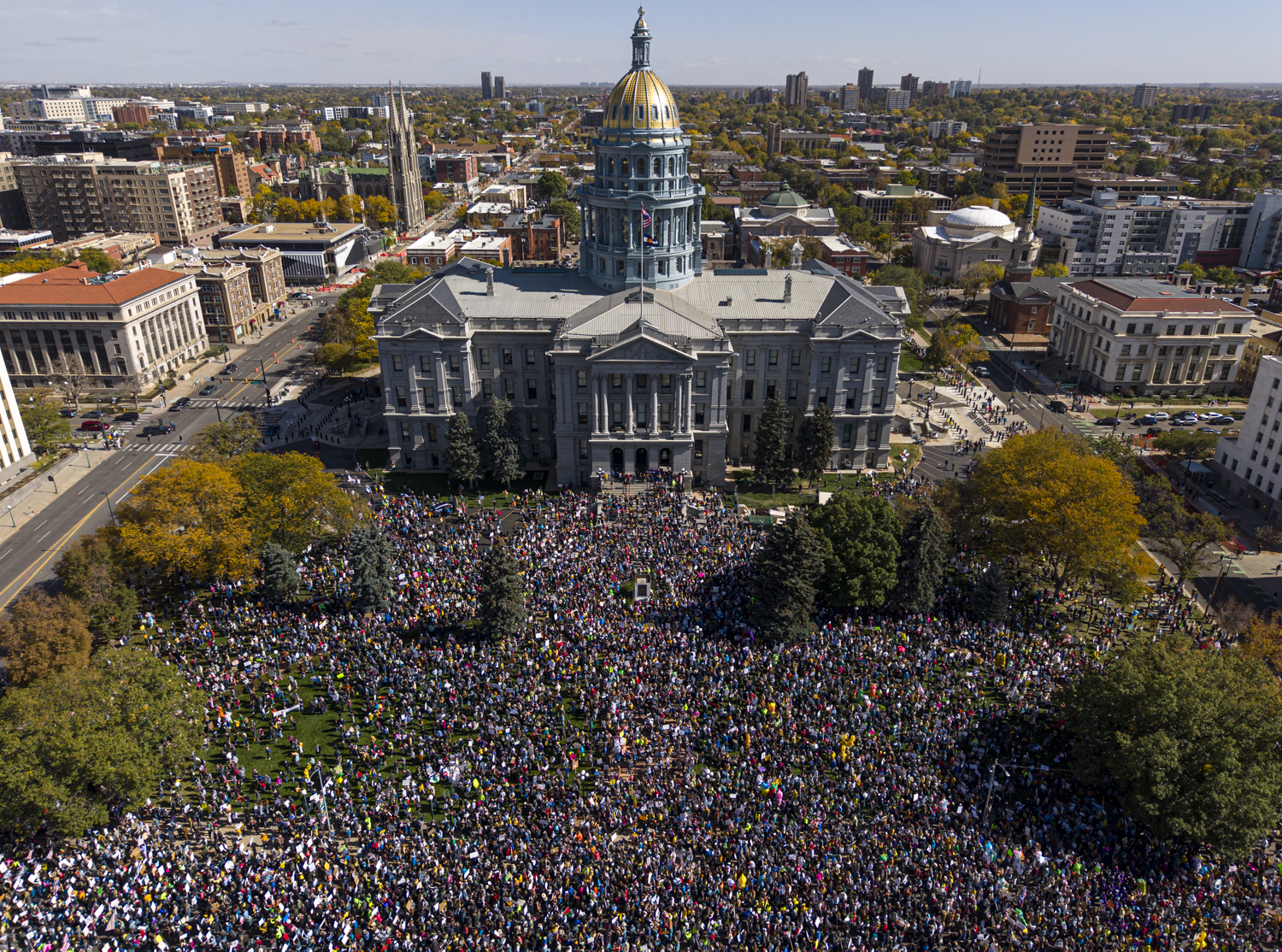 Protesters at the Colorado State Capitol for No Kings Day - Kevin Mohatt for Colorado Newsline