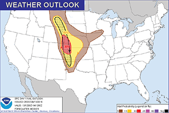 Hail Risk Map - June 13, 2016