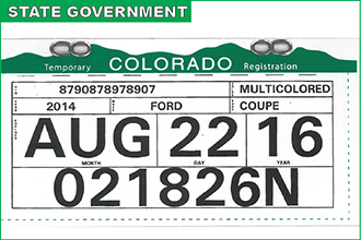 New Colorado temporary registration tags