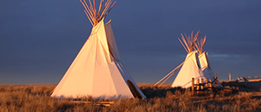 Tipis on display at the Sand Creek Massacre National Historic Site in Kiowa County, Colorado. Photo by Jeanne Sorensen.