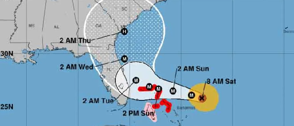 MAP Hurricane Dorian potential track as of August 31, 2019 - NOAA