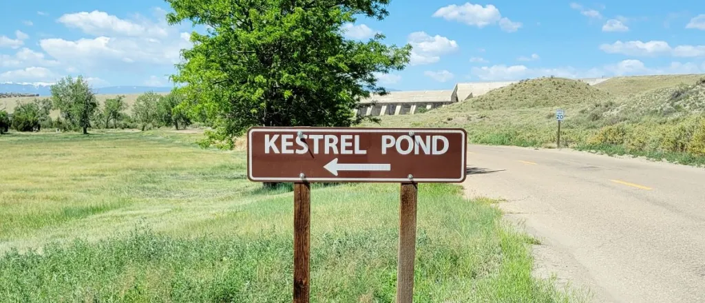 Kestrel Pond sign at Lake Pueblo Reservoir - CPW Kestrel Pond sign at Lake Pueblo Reservoir - CPW