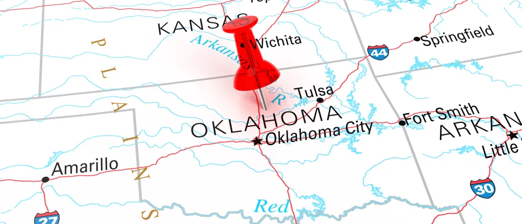 PROMO HIRES Map - Oklahoma State Map - klenger Map of the state of Oklahoma, showing portions of surrounding states