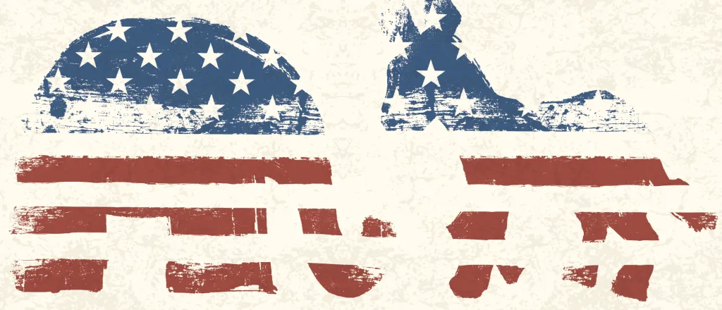 Symbols of the United States Republican and Democratic Party symbols using a United States flag motif