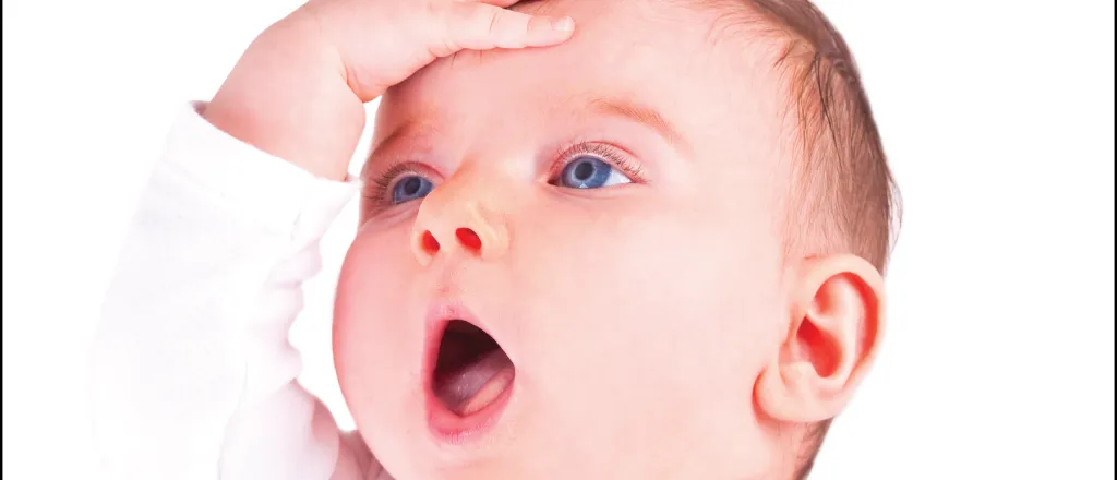 Kiowa County Press - Missing Image Baby with its hand on is forehead and mouth open. The Kiowa County Press logo with the words "Original image is no longer available" are near the baby