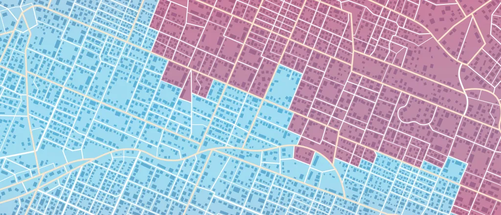 PROMO HIRES Map - Politics Redistricting Government Election - Vadym Ivanchenko - iStock-1483193368 Concept map showing the division or boundary between two areas for political or other purposes.