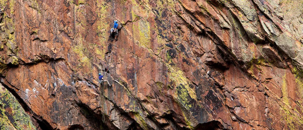 Rock climber at Eldorado State Park in Colorado