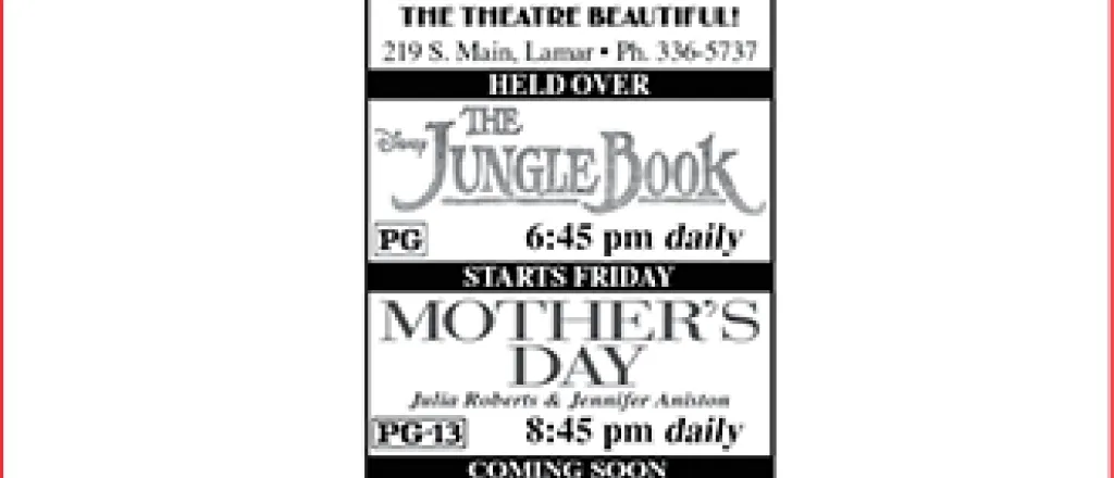 Lamar Theatre Ad - May 20, 2016 Lamar Theatre Ad - May 20, 2016