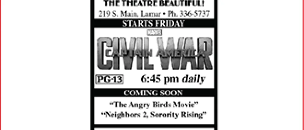 Lamar Theatre Ad - May 27, 2016