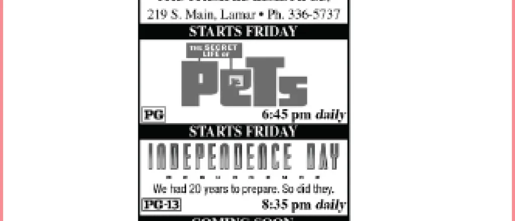 Lamar Theatre Ad - July 22, 2016