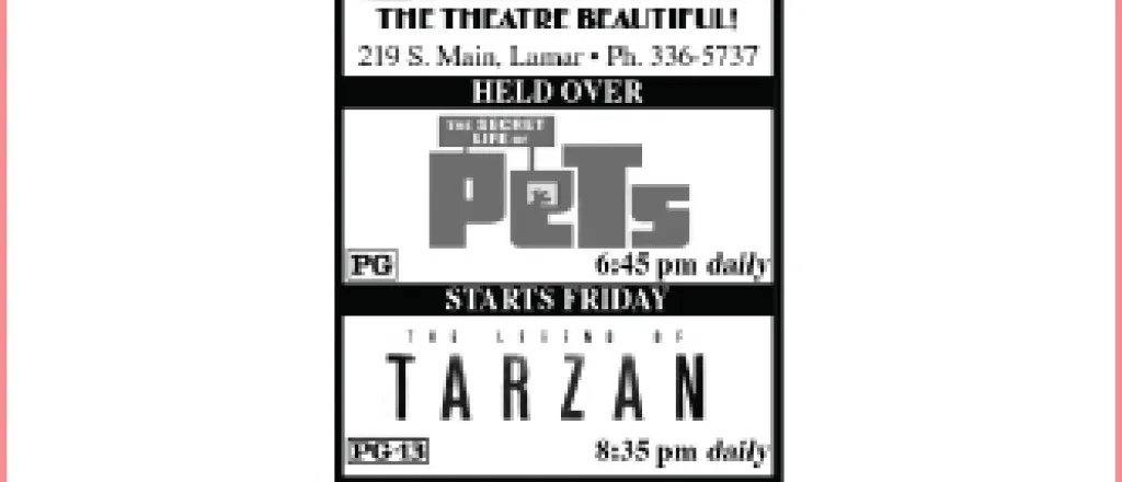 Lamar Theatre Ad - July 29, 2016