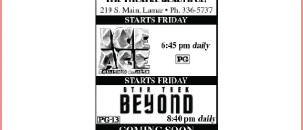 Lamar Theatre Ad - August 12, 2016