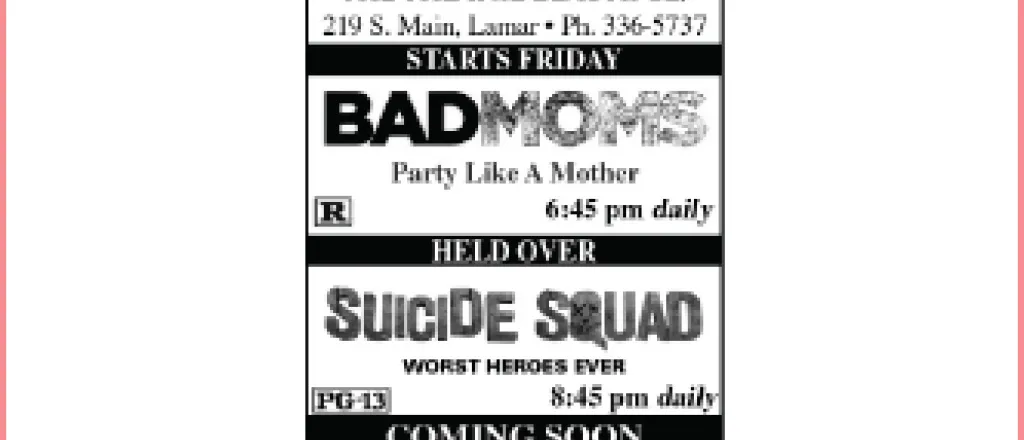 Lamar Theatre Ad - September 2, 2016 Lamar Theatre Ad - September 2, 2016