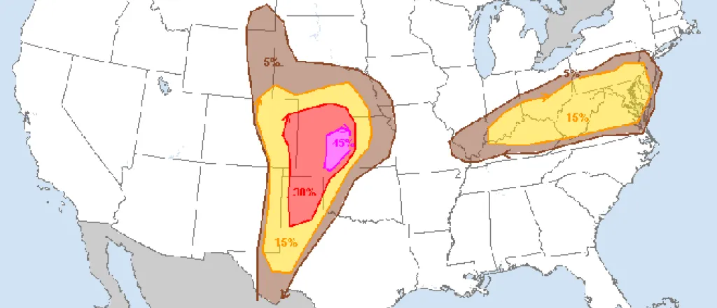 MAP National Severe Weather Risk - May 26, 2019 - Courtesy NOAA. MAP National Severe Weather Risk - May 26, 2019 - Courtesy NOAA.