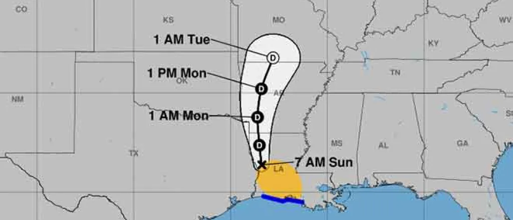 MAP 64J1 Predicted path of Tropical Storm Barry as of 6 am Sunday - NOAA MAP Predicted path of Tropical Storm Barry as of 6 am Sunday - NOAA