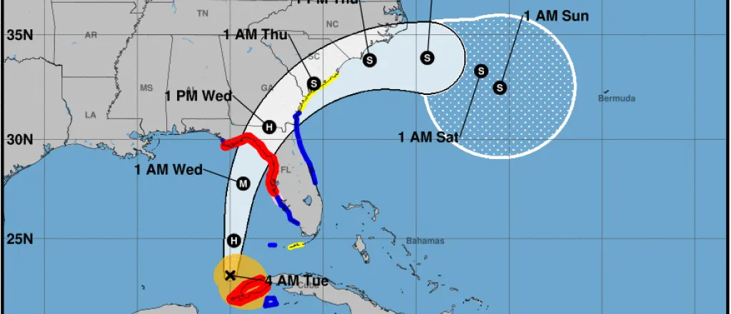 MAP Hurricane Idalia predicted storm track as of 7:00 a.m. August 29, 2023 - NWS