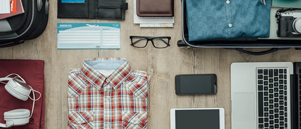 PROMO 660 x 440 Travel - Shirt Suitcase Computer Glasses Phone Wallet Camera - iStock PROMO 660 x 440 Travel - Shirt Suitcase Computer Glasses Phone Wallet Camera - iStock