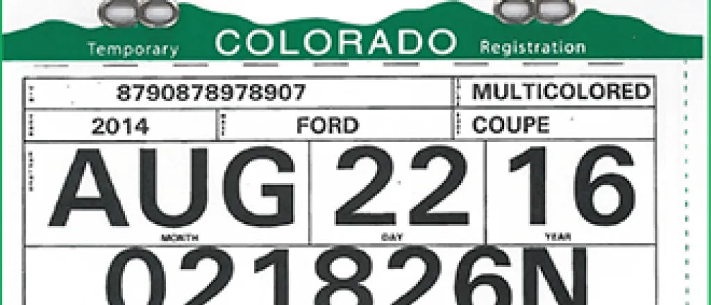 New Colorado temporary registration tags