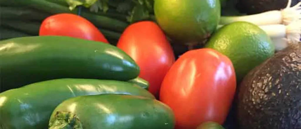 PROMO 64J1 Food - Vegetable TexMex Jalapeno Tomato Lime Cillantro Avacado Onion - flickrcc - Jonathan Cutrer - public domain