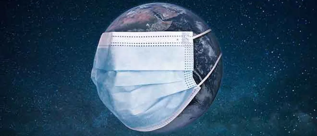 PROMO Health - Surgical Face Mask Planet Earth COVID-19 Coronavirus - iStock - Ales_Utovko