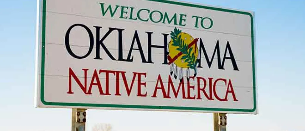 PROMO 64J1 Miscellaneous - Oklahoma Welcome Sign Native America Tribe Tribal - iStock - jaflippo PROMO 64J1 Miscellaneous - Oklahoma Welcome Sign Native America Tribe Tribal - iStock - jaflippo