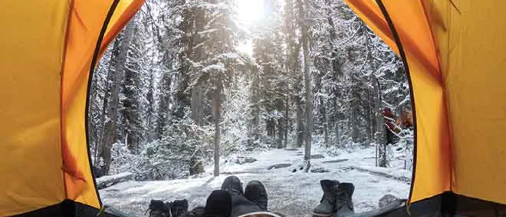 PROMO 64J1 Outdoors - Camping Tent Gear Forest Trees Snow - iStock - Mumemories PROMO Outdoors - Camping Tent Gear Forest Trees Snow - iStock - Mumemories