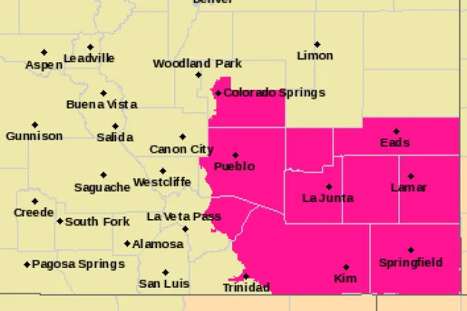 MAP Red flag warning in southeast Colorado March 8, 2021 - NWS MAP Red flag warning in southeast Colorado March 8, 2021 - NWS