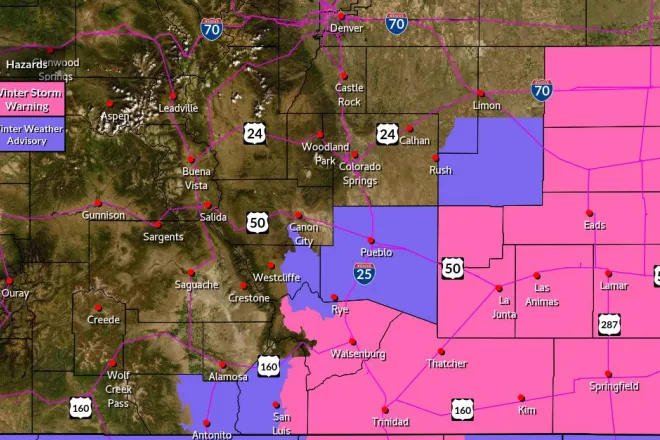 MAP Winter storm warning for southeast Colorado January 20, 2023 - NWS MAP Winter storm warning for southeast Colorado January 20, 2023 - NWS