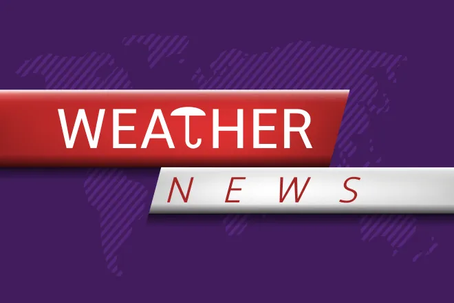 Words "Weather News" with the 'T' stylized as an umbrella.