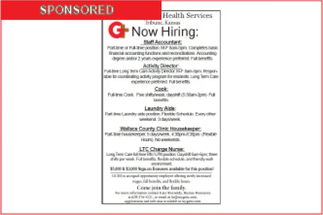 Greeley County Health Services - Positions Available
