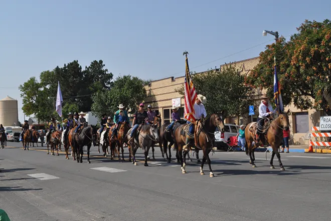 PICT Horses and US Flag - 2017 Kiowa County Fair Parade - Roland Sorensen