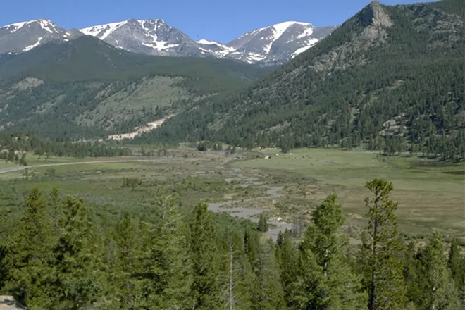Mountains in the distance at Horseshoe Park in Rocky Mountain National Park