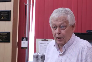 PICT Eric Meyer, publisher of the Marion County Record, answers questions in his newspaper office Friday after police seized computers, servers, cellphones and other items. Sam Bailey - Kansas Reflector