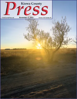 Front cover of the November 17, 2023, edition of the Kiowa County Press.