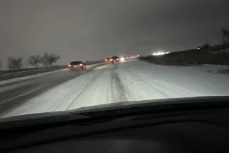 Westbound Interstate 70 just outside of Denver December 26, 2023 - Terri Popish Snowy conditions on westbound Interstate 70 just outside of Denver December 26, 2023 - Terri Popish