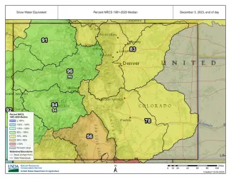 Colorado Snow Water Equivalent as of December 3, 2023 - NRCS Map of Colorado Snow Water Equivalent as of December 3, 2023 - NRCS