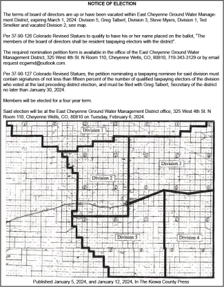 Notice of Election for the East Cheyenne Ground Water Management District