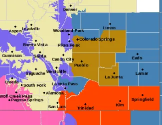 Map of weather alerts in southeast Colorado as of January 7, 2024 - NWS