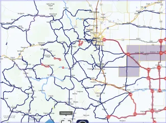 Map of road closures in eastern Colorado as of 4:30 a.m. January 9, 2024 - CDOT