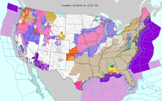 Map of United States weather alerts for January 9, 2024 - NWS