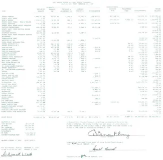 Table of accounts and balances from the Kiowa County Treasurer