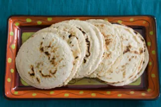 Platter with several corn tortillas