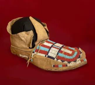 Beaded moccasin at the Fort Wallace Museum. Beaded moccasin at the Fort Wallace Museum
