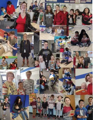 Collage of photos of students and teachers in various school activities