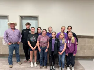 Cheyenne County 4-H members - John Engelbrecht, Nicolae Anderson, Gracieana Smith, Kendra Wendt, Bailey Scheler, Lisa Scheler. Front-Lindsey Mayhan, Addison Engelbrecht, Jolie Oswald, Trinity Engelbrecht, Chesnee Halde