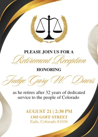 Invitation to a retirement ceremony for Judge Gary W. Davis Invitation to a retirement ceremony for Judge Gary W. Davis