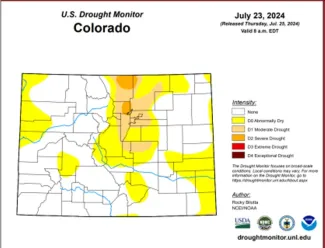 Map of Colorado drought conditions as of July 23, 2024 Map of Colorado drought conditions as of July 23, 2024