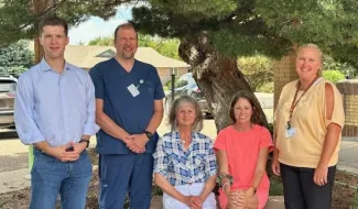 Goose Creek Donation to Keefe Memorial Hospital in Cheyenne Wells, Colorado People posing for a photo related to a donation